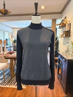 Tory Sport Navy & White Turtleneck Knit Sweater